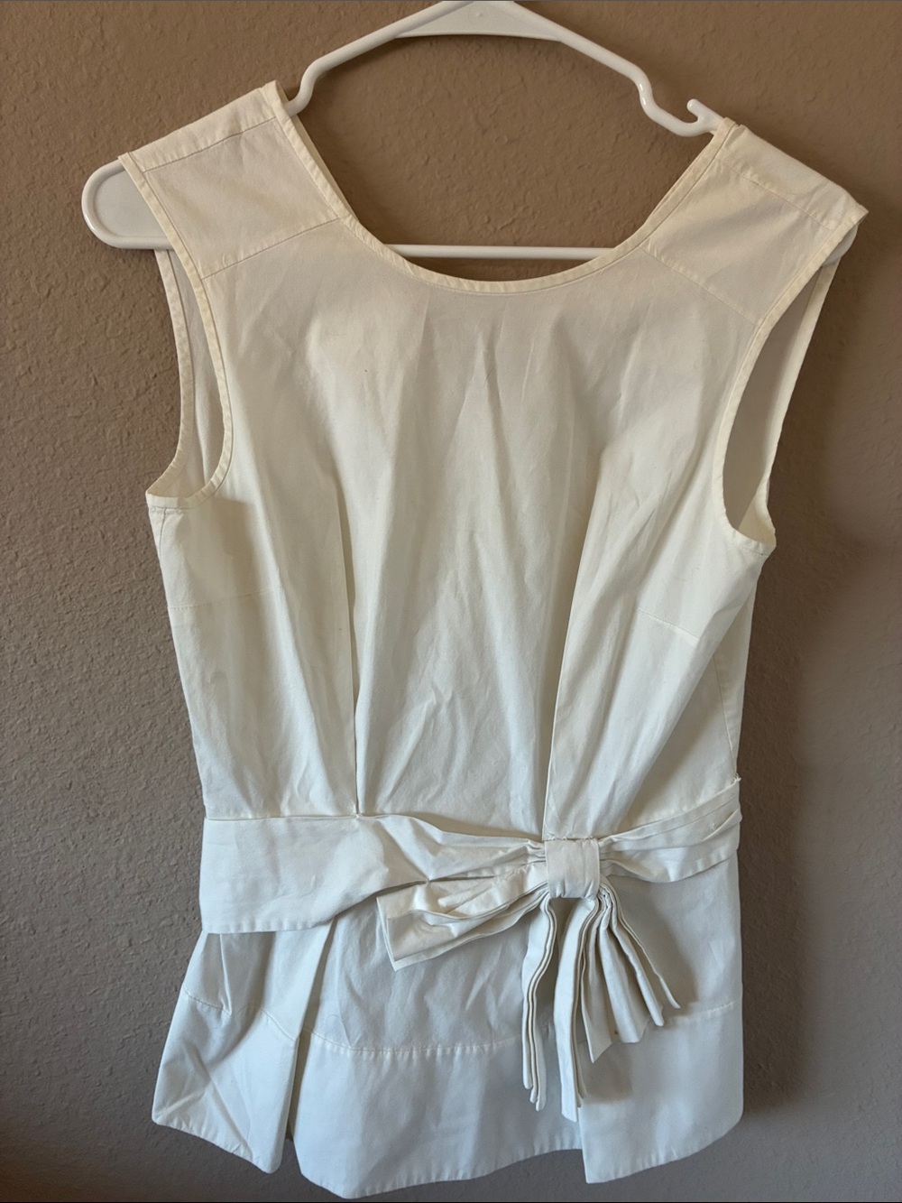 kate spade Cream Sleeveless Bow-Waist Peplum Top